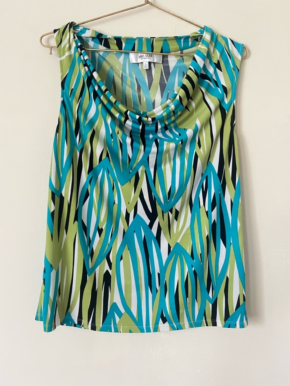 Jones Studio Y2K Abstract colorful Print festival Cowl neck camisole size L